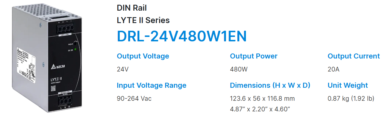 Bộ Nguồn Delta DRL-24V480W1EN