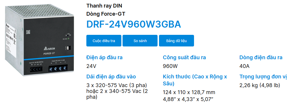 bộ nguồn delta DRF-24V960W3GBA