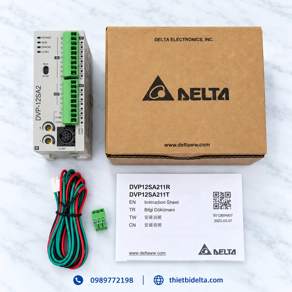 Bộ sản phẩm PLC Delta DVP12SA211R thực tế