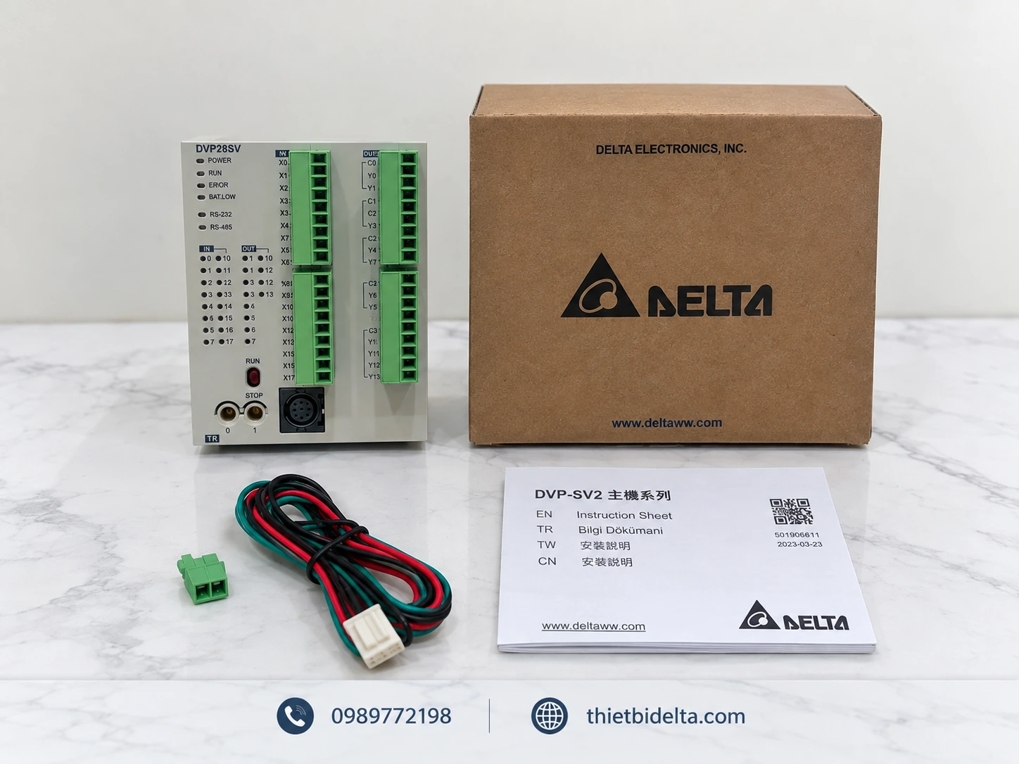 bộ sản phẩm plc delta dvp28sv model dvp28sv11t2