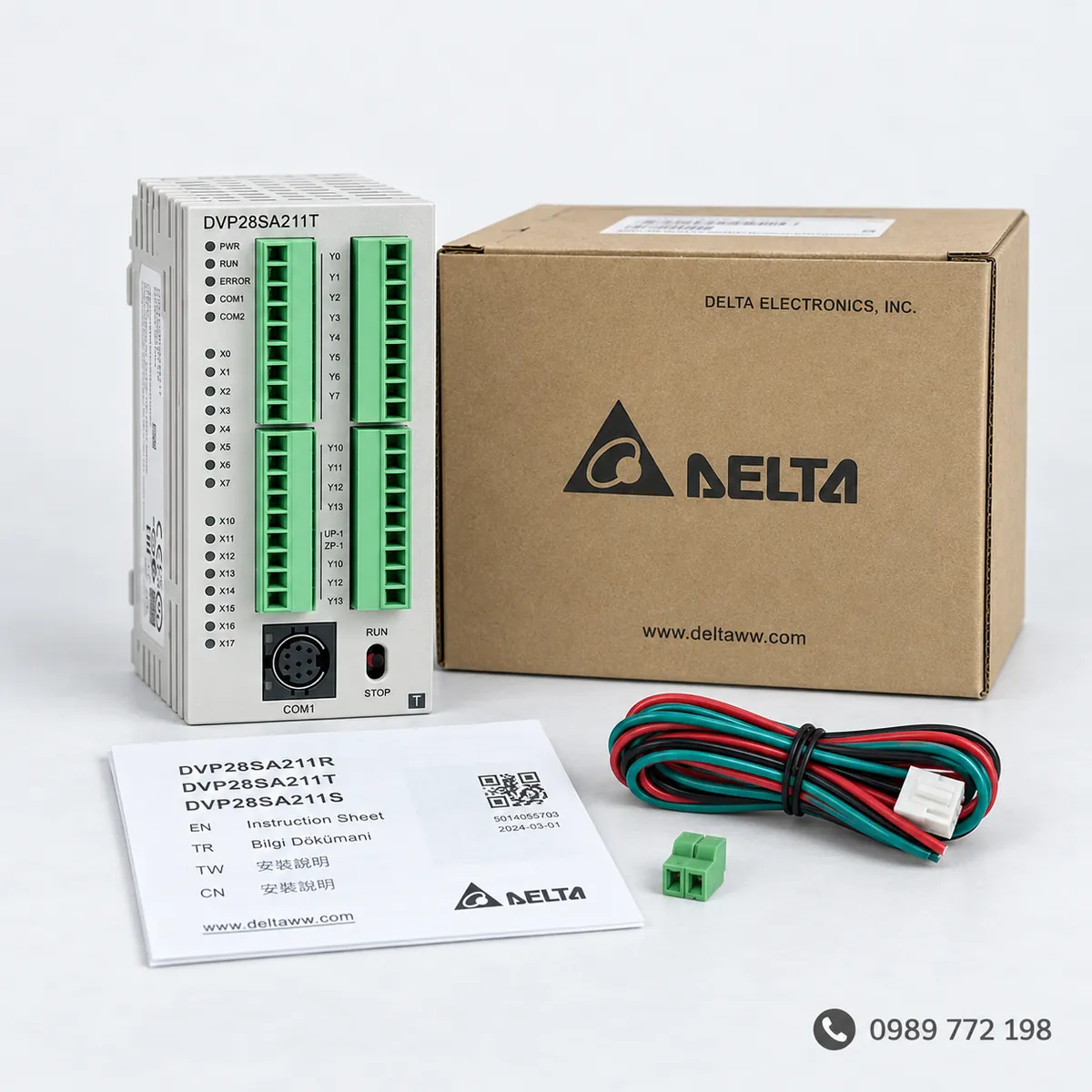 Bộ sản phẩm PLC Delta DVP28SA211T đầy đủ