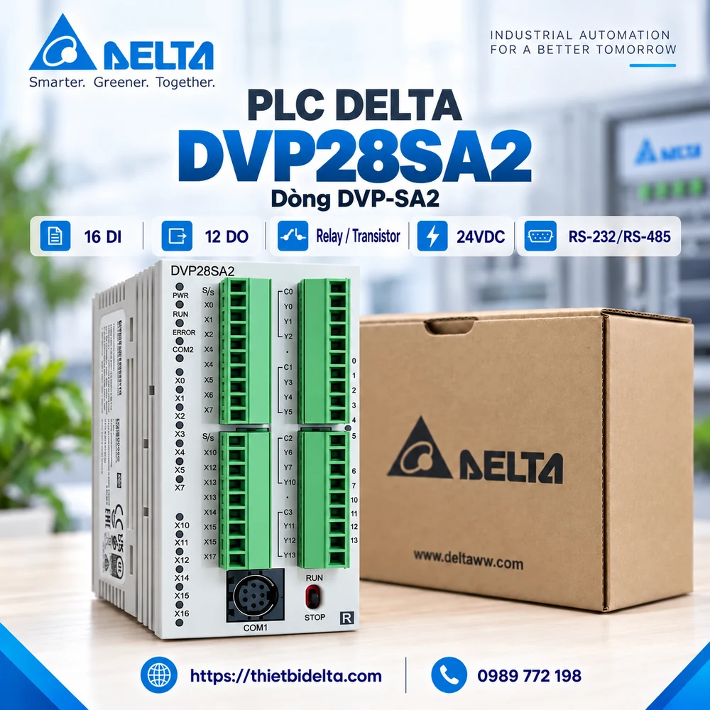 PLC Delta DVP28SA2 – 16DI 12DO, Relay/Transistor